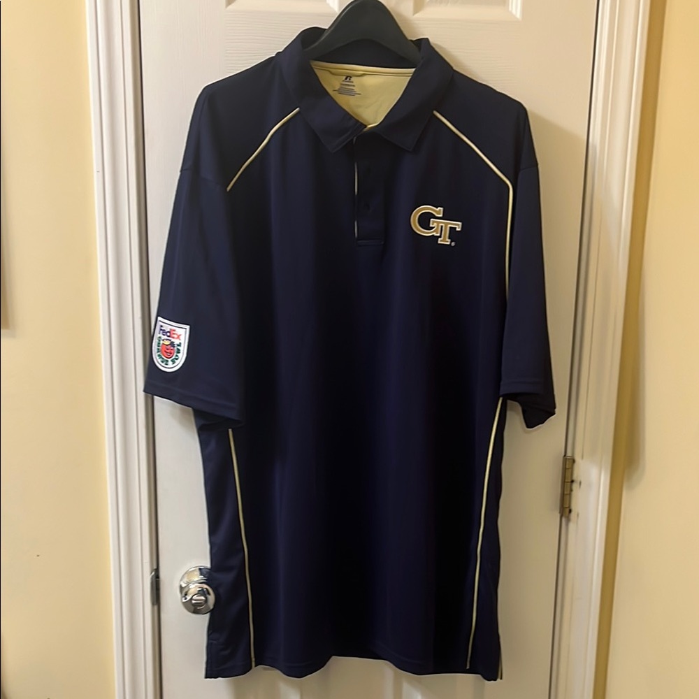 🏖️ Georgia Tech Athletic Navy and Gold Men's Shirt by Russell, Size XXL